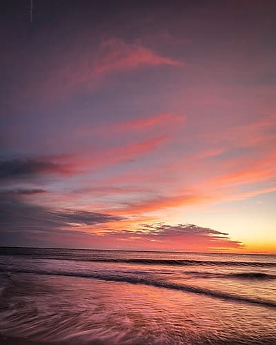 USA-New Jersey-Cape May National Seashore Sunset on ocean shore Coastal Print
